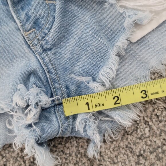 Abercrombie & Fitch Women's Size 24 Blue Zip Fly Mid Rise Distressed Shorts - Picture 7 of 7